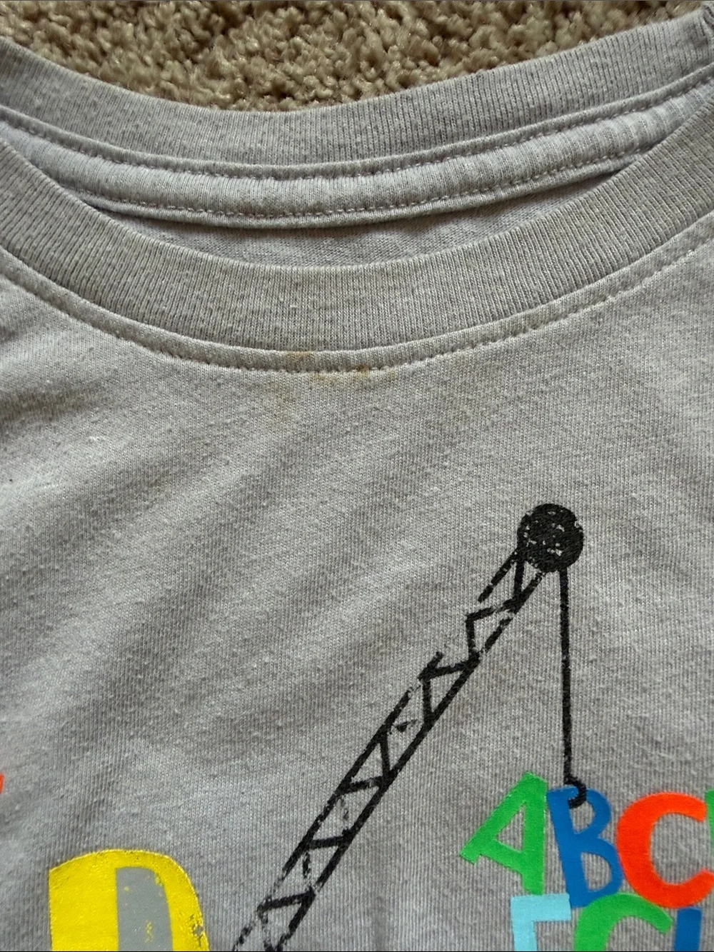 7 piece Boys Construction Truck Shirt Bundle - Gray, Yellow, Orange, Blue